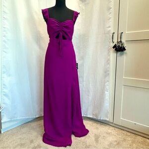 Lulus The Way to Love magenta purple ruffled maxi dress Sz XL NWT